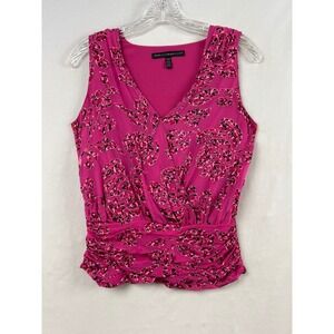 White House Black Market Top Women XXS Pink Excellent Silk Blend Floral Burnout